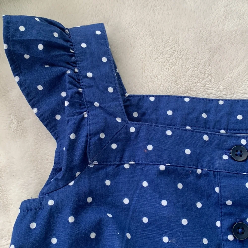 Gymboree Pocketful of Sunshine 5 Blue & White Polka Dot Dress EUC